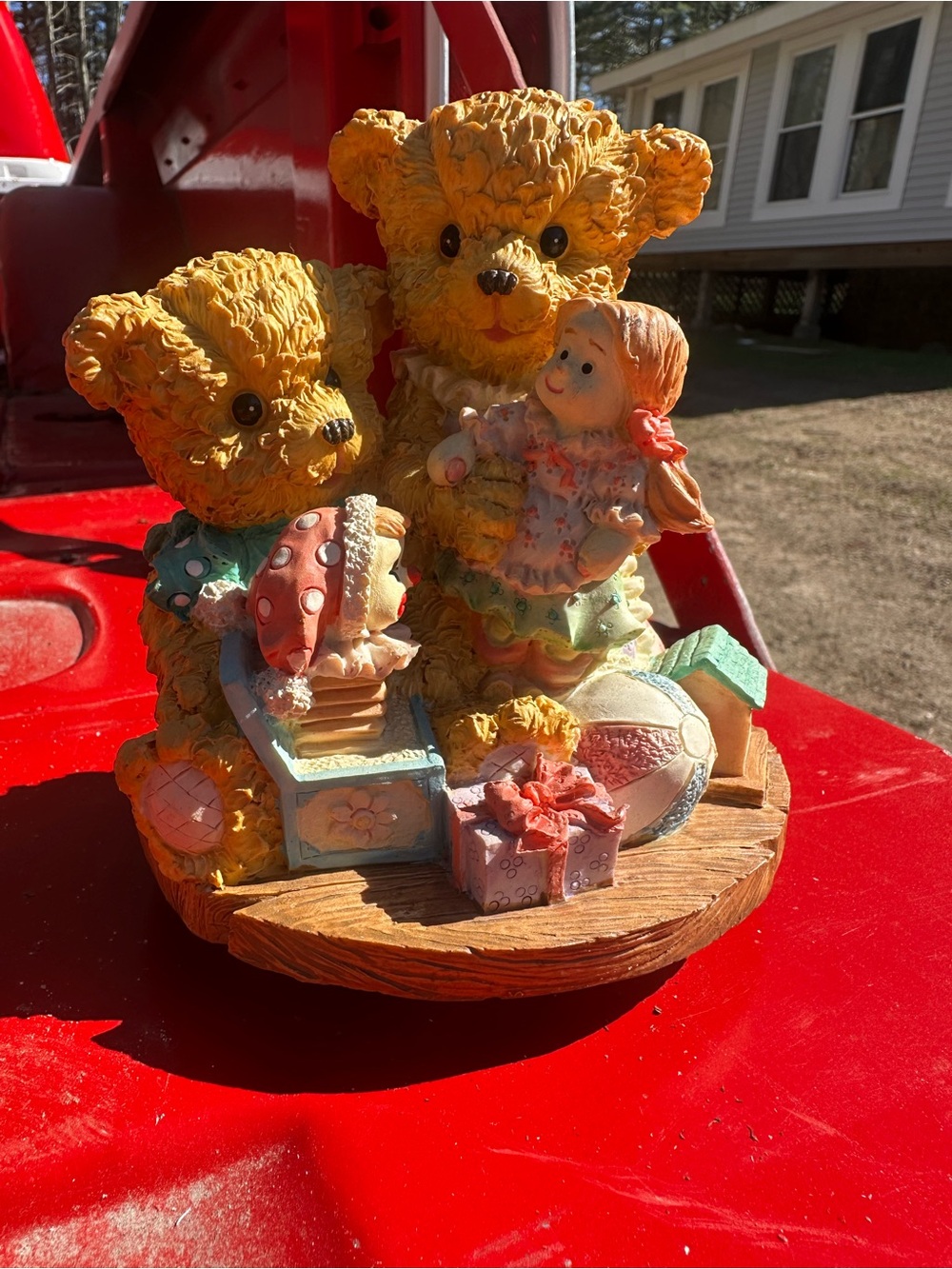 Vintage Teddy Bear Collectable Music Box Plays-WORKS